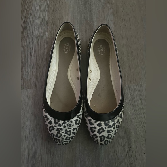 CROCS Shoes - CROCS Women's Black and White Animal Print Flats
